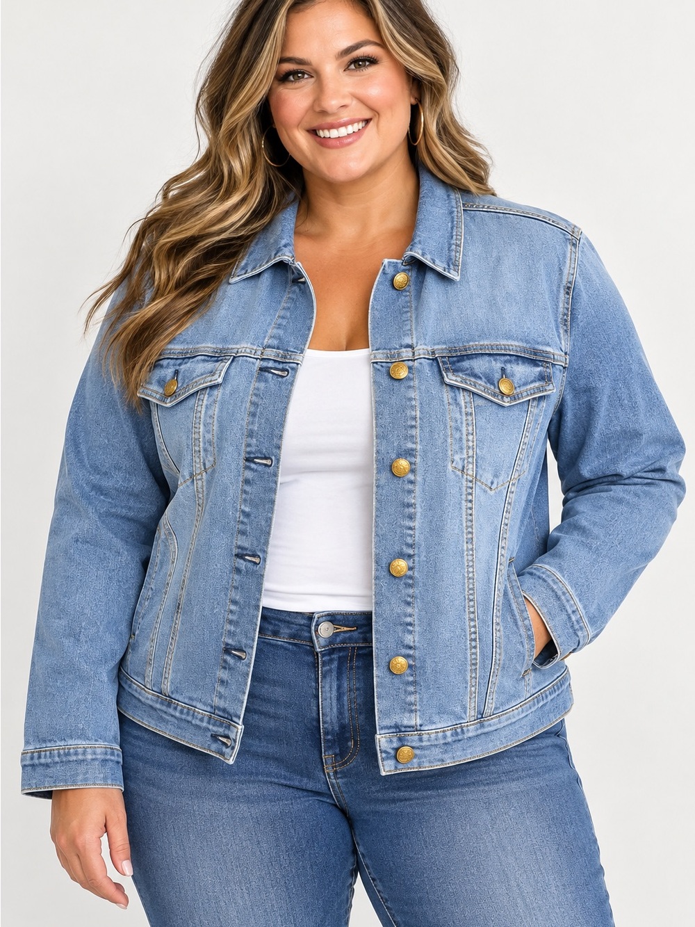 🆕🎉NWT Seven7 Light Blue Denim Jacket - Women's Classic Jean Coat